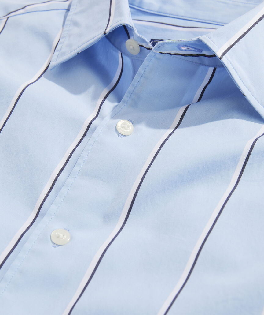 Stretch Poplin Stripe Spread Collar Shirt