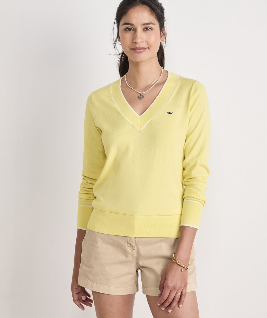 Cotton Cashmere Heritage V-Neck Sweater