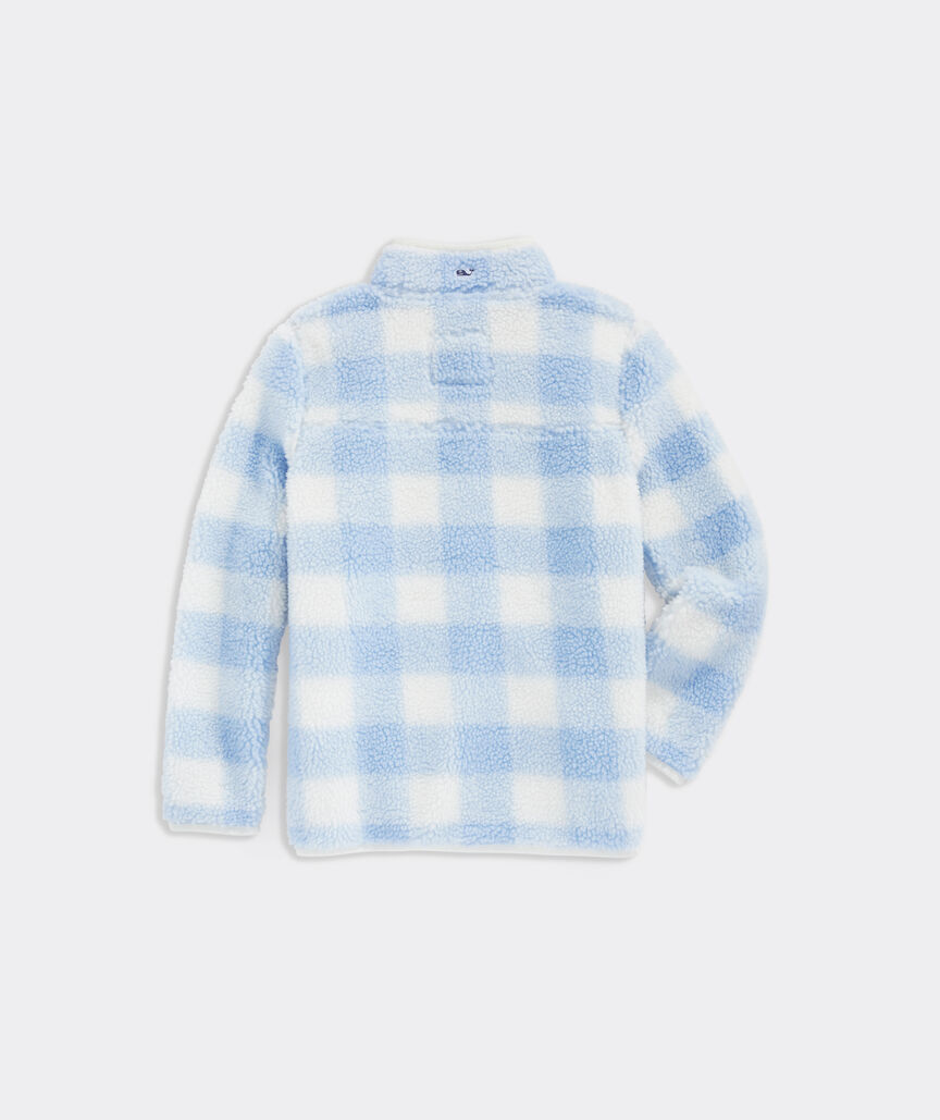 Girls' Buffalo Check Snap-Placket Sherpa Pullover