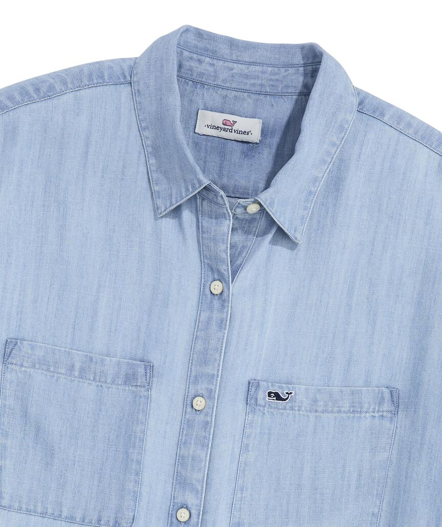 OUTLET Women's Chambray Short-Sleeve Button-Down
