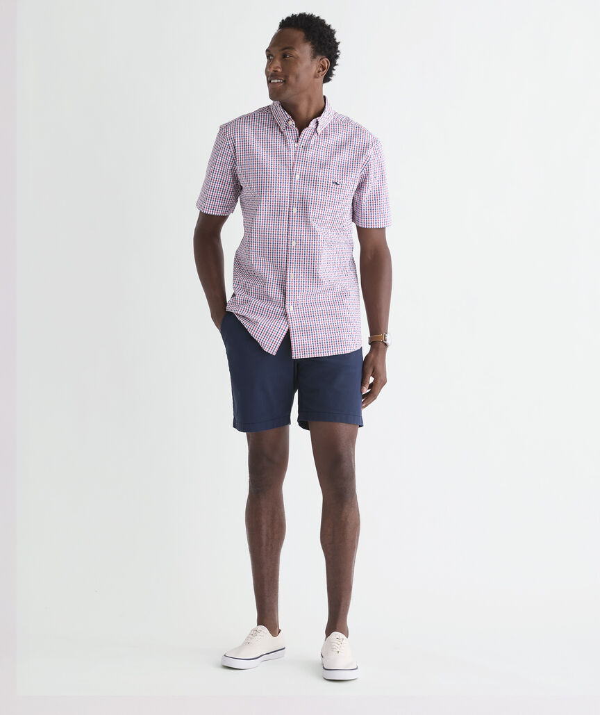 Seersucker Gingham Short-Sleeve Shirt