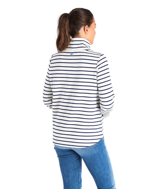Shop Stripe Sweater Fleece Relaxed Funnel Neck Shep Shirt At Vineyard Vines