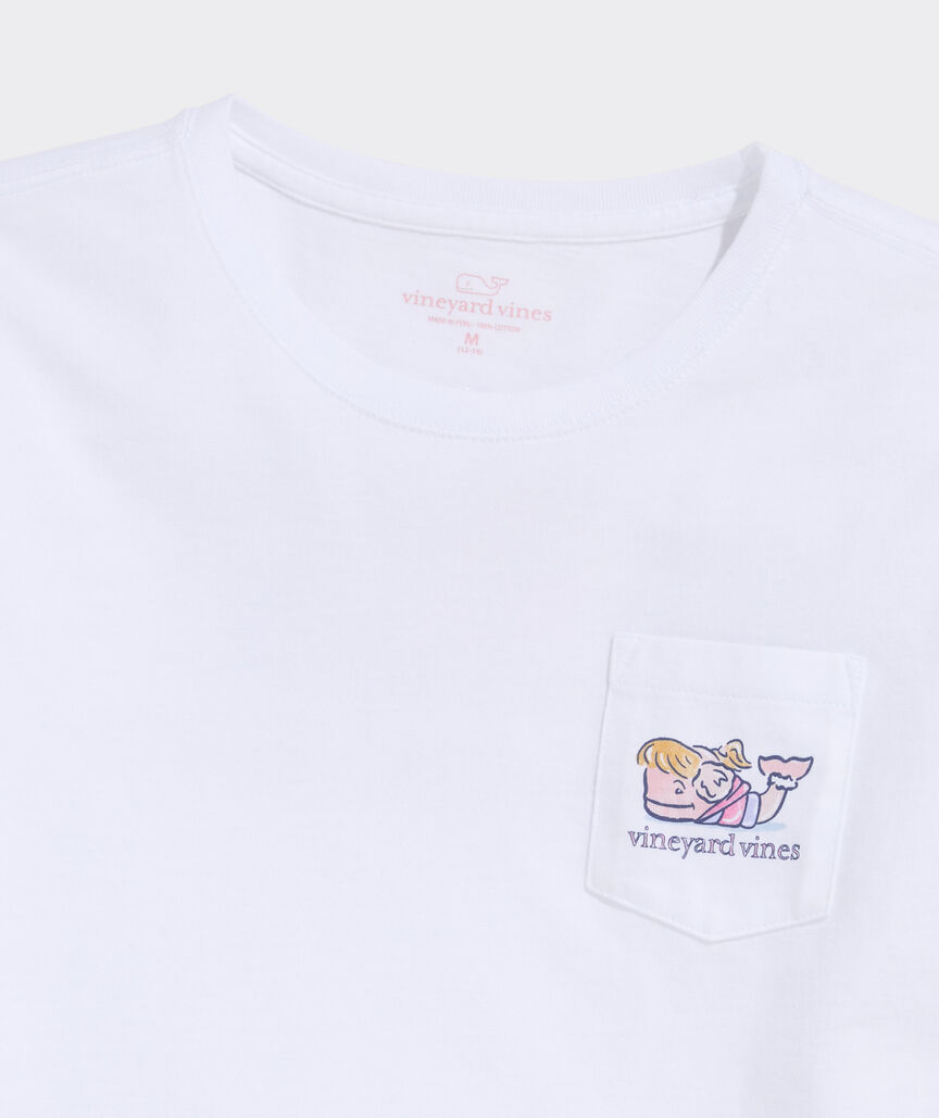 Girls' Watercolor Waffle Hut Whale Long-Sleeve Pocket Tee