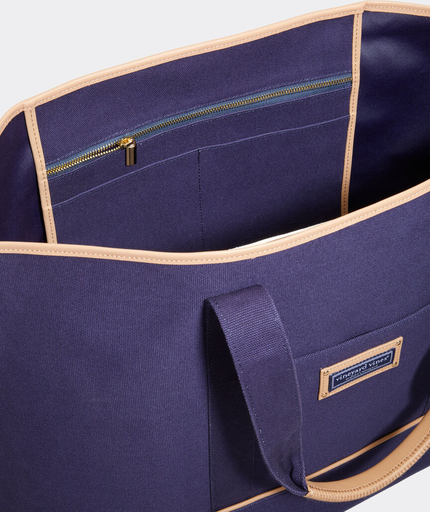 Leather Trim Large Classic Tote