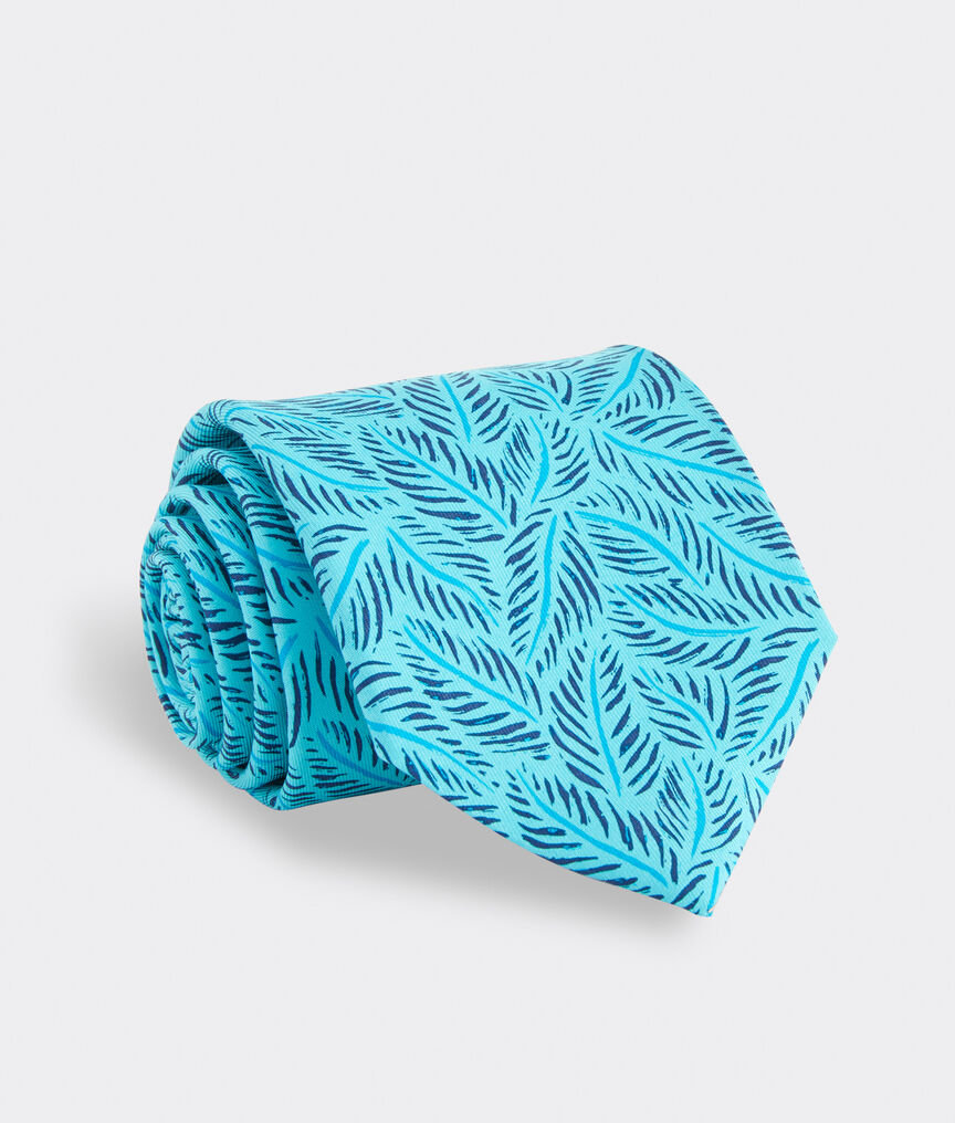 Linear Leaves Printed Tie