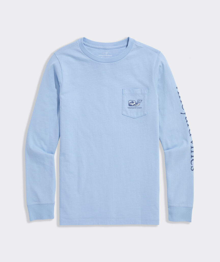 Boys' Ski Mountain Whale Long-Sleeve Pocket Tee