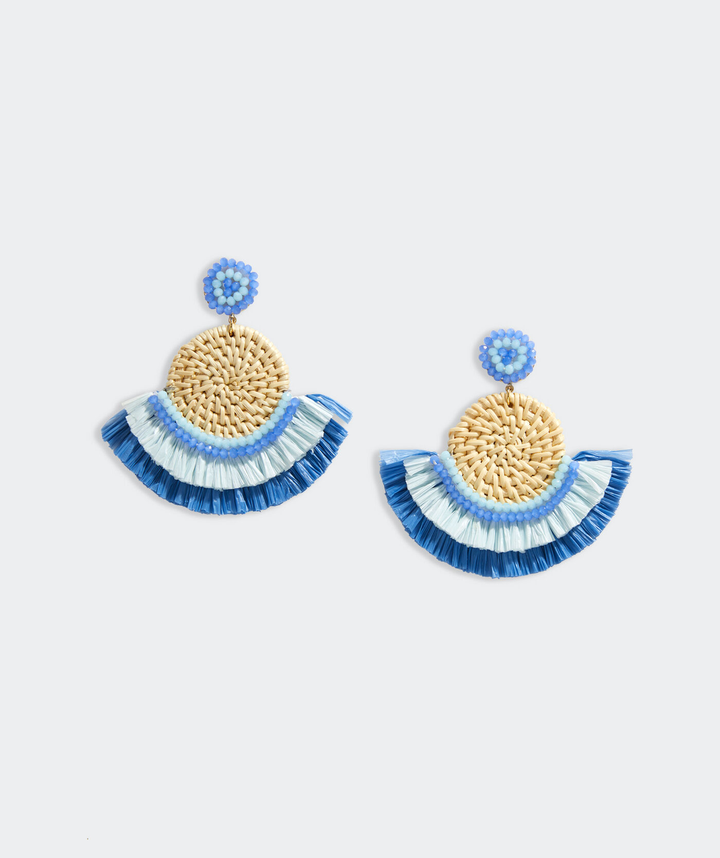 Shop Basket Weave Fringe Raffia Earrings at vineyard vines