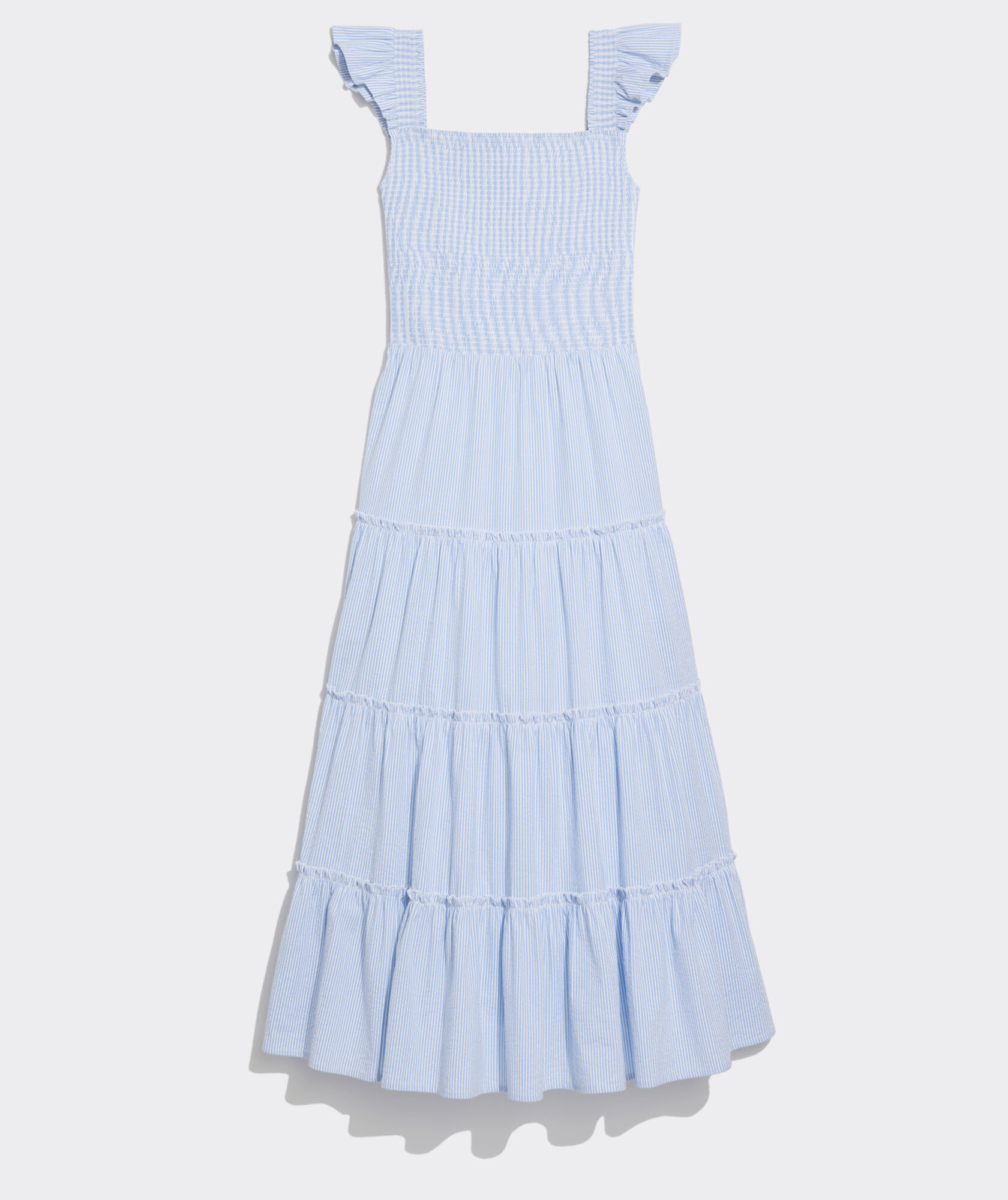 Shop Kentucky Derby Flutter Sleeve Smocked Seersucker Midi Dress at