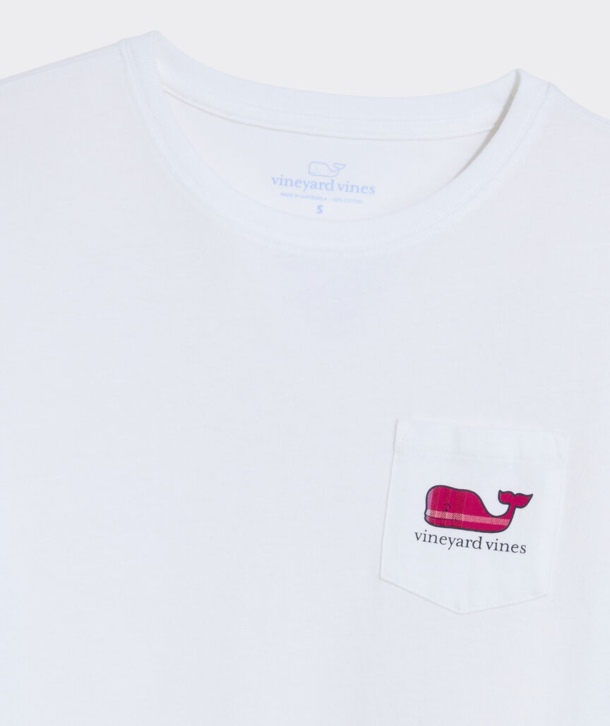 Women's Party Plaid Whale Long-Sleeve Pocket Tee