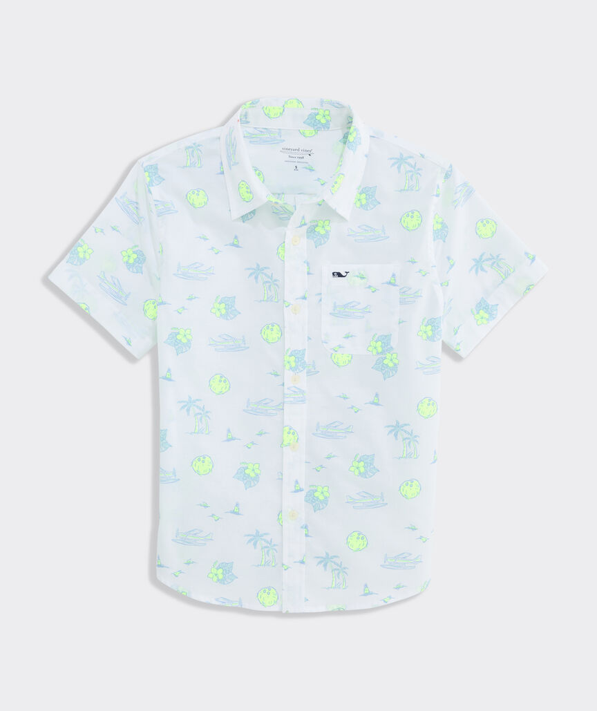 Boys' Printed Cotton Short-Sleeve Shirt