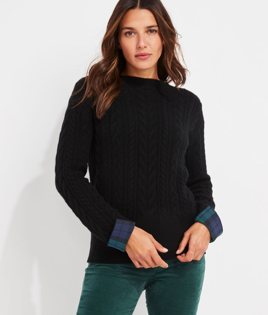 Blackwatch Cuff Cashmere Cable Sweater