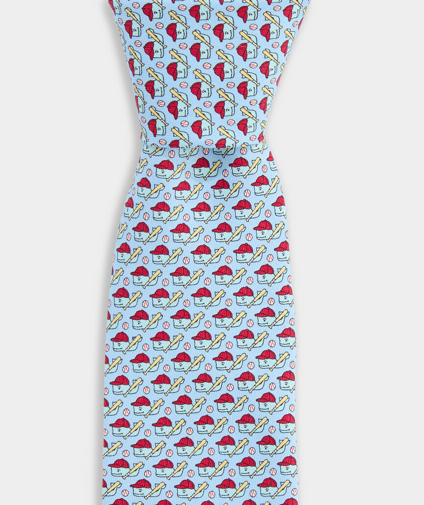 Boys' Baseball Player Whale Silk Tie