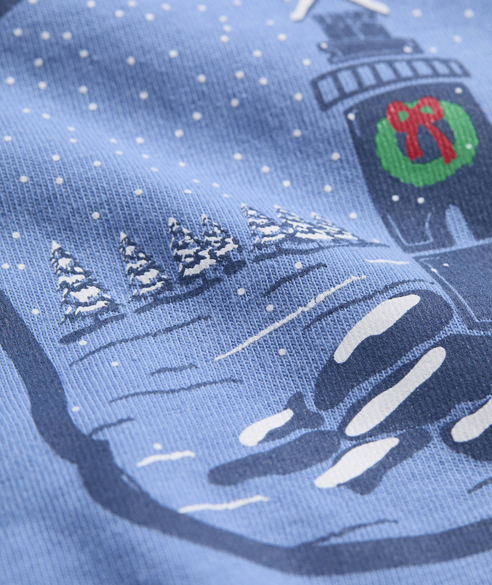 Snowy Lighthouse Whale Long-Sleeve Pocket Tee