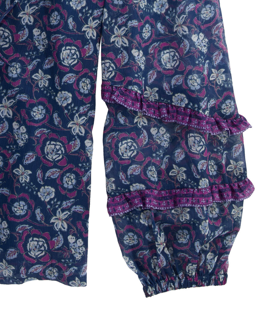 OUTLET Women's Frangipani Print Ruffle Blouse