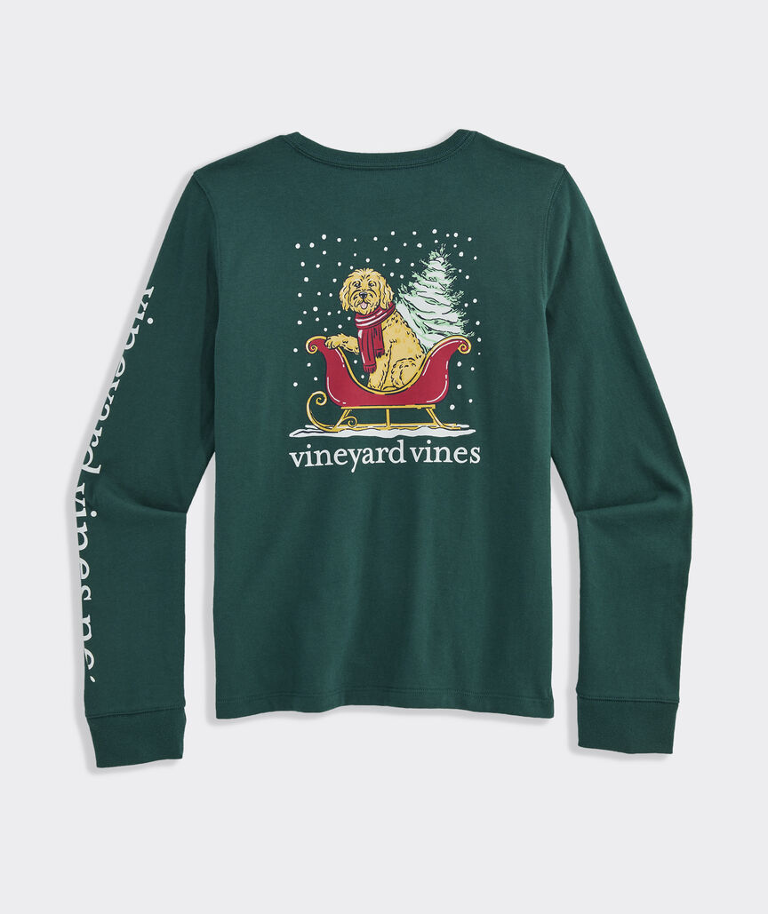 Girls' Doodle Sleigh Long-Sleeve Pocket Tee