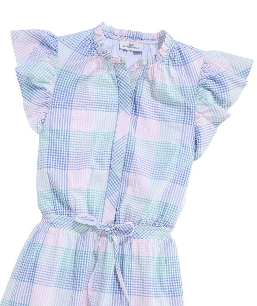 OUTLET Women's Annie Plaid Seersucker Ruffle Dress