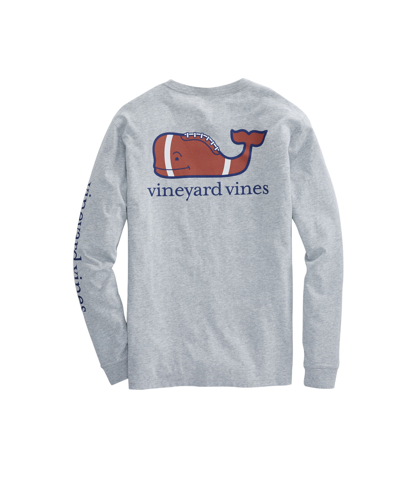 Shop Long-Sleeve Heathered Football Whale Pocket T-Shirt at vineyard vines