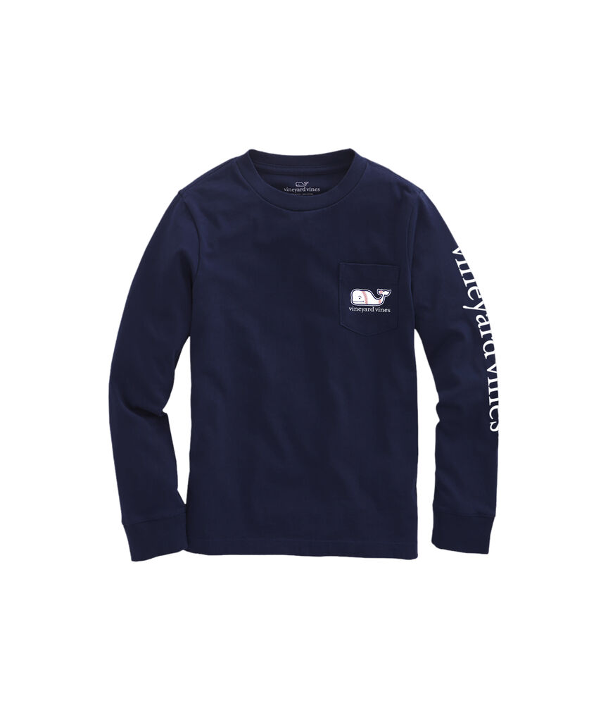 OUTLET Boys' Baseball Whale Long-Sleeve Pocket Tee