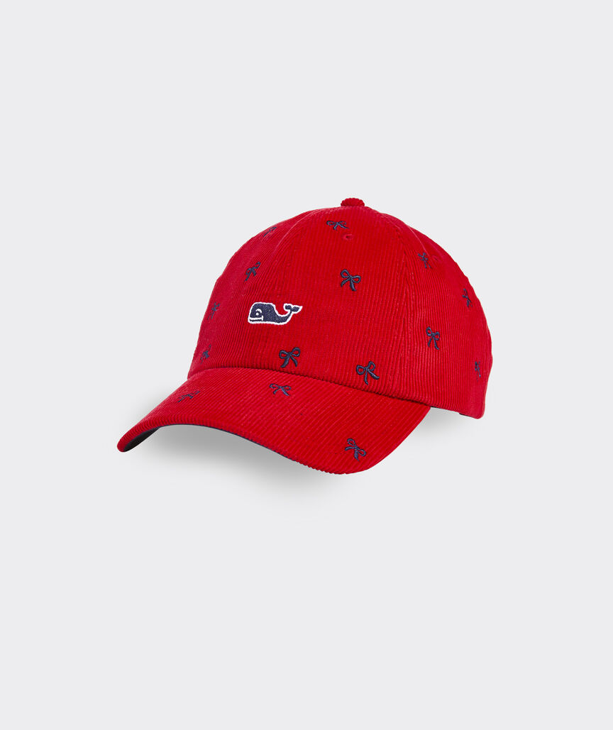 Corduroy Embroidered Bow Baseball Hat