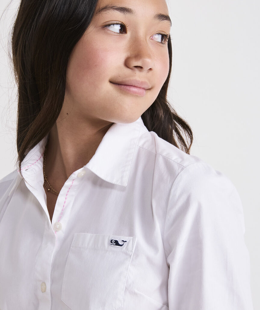 Girls' Poplin Button-Down