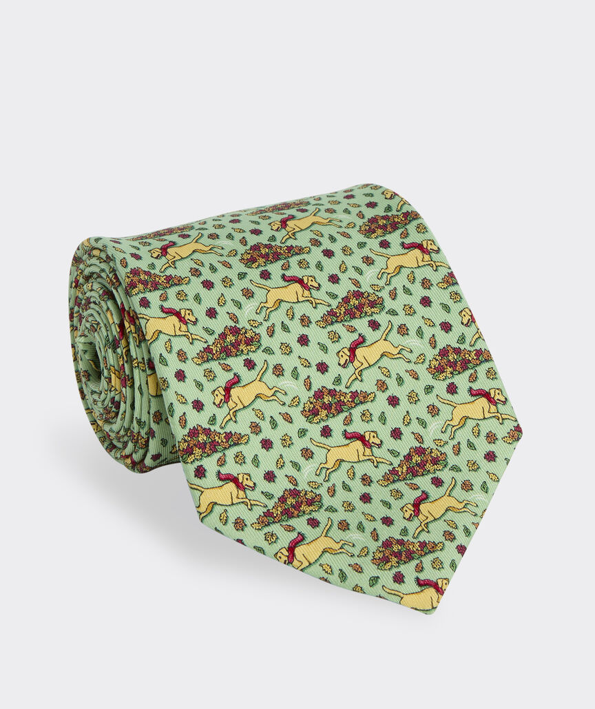 Lab Leaf Pile Silk Tie