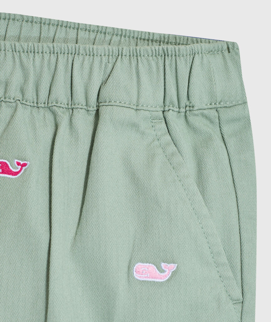 OUTLET Girls' Embroidered Herringbone Pull-On Shorts