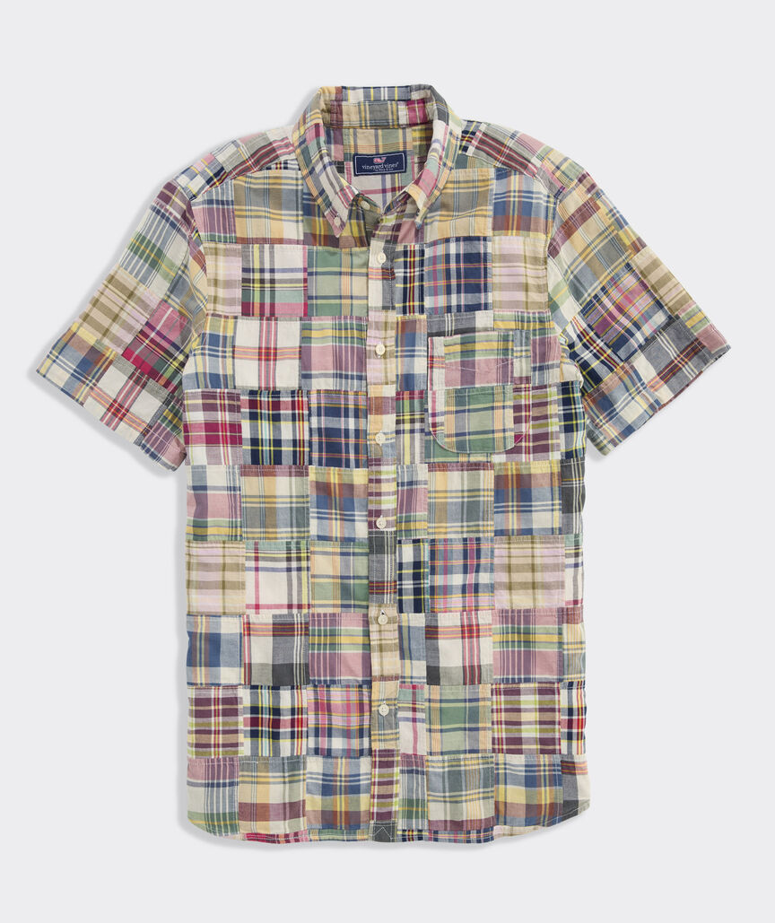 Patchwork Cotton Madras Short-Sleeve Shirt