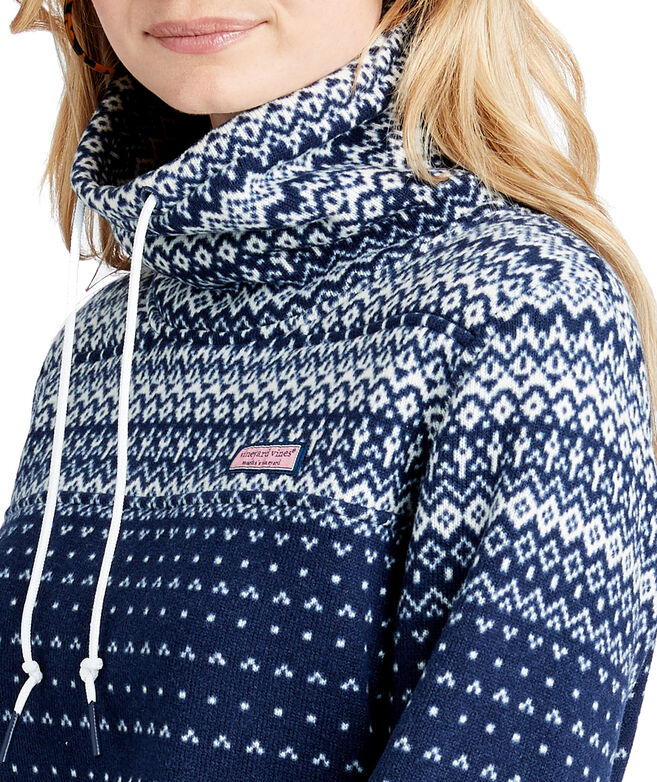 Shop Fair Isle Sweater Fleece Relaxed Funnel Neck Shep Shirt At Vineyard Vines