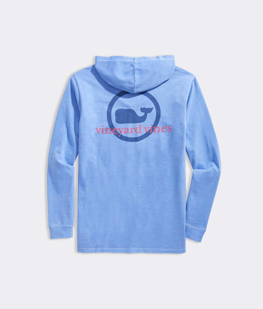 Garment-Dyed Whale Dot Long-Sleeve Hoodie Tee