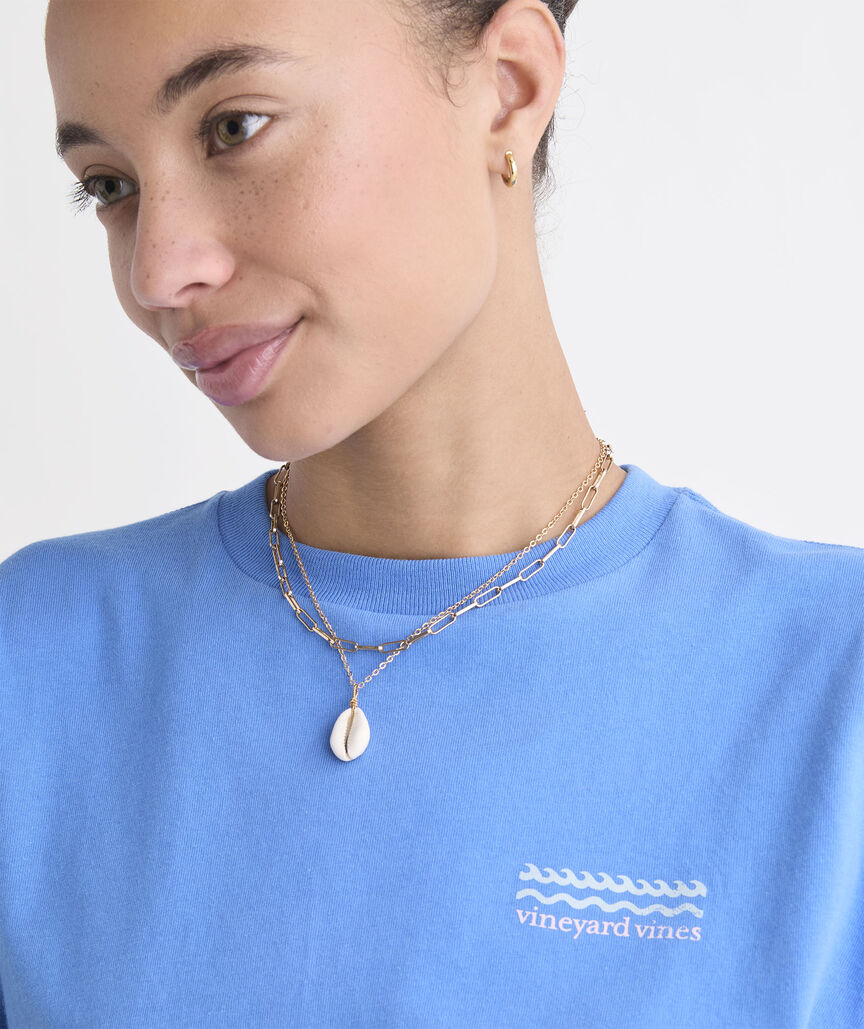 Women's Wine Wave Stack Boyfriend Crew Short-Sleeve Tee