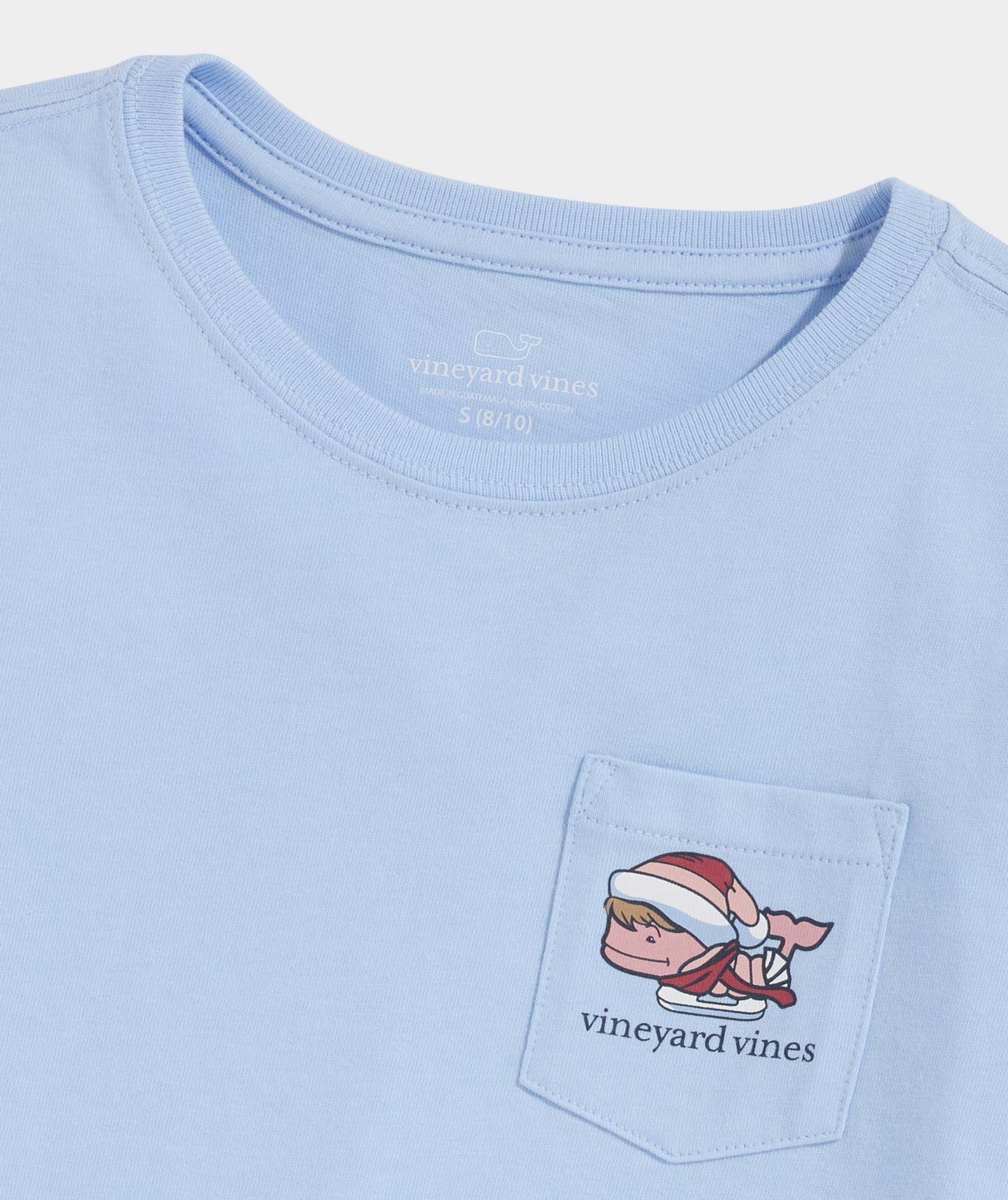 Girls' Glitter Ice Skater Whale Long-Sleeve Pocket Tee