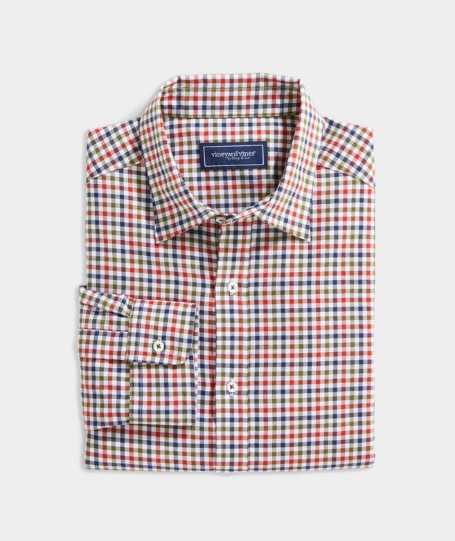 Cotton Cashmere Spread Collar Check Shirt