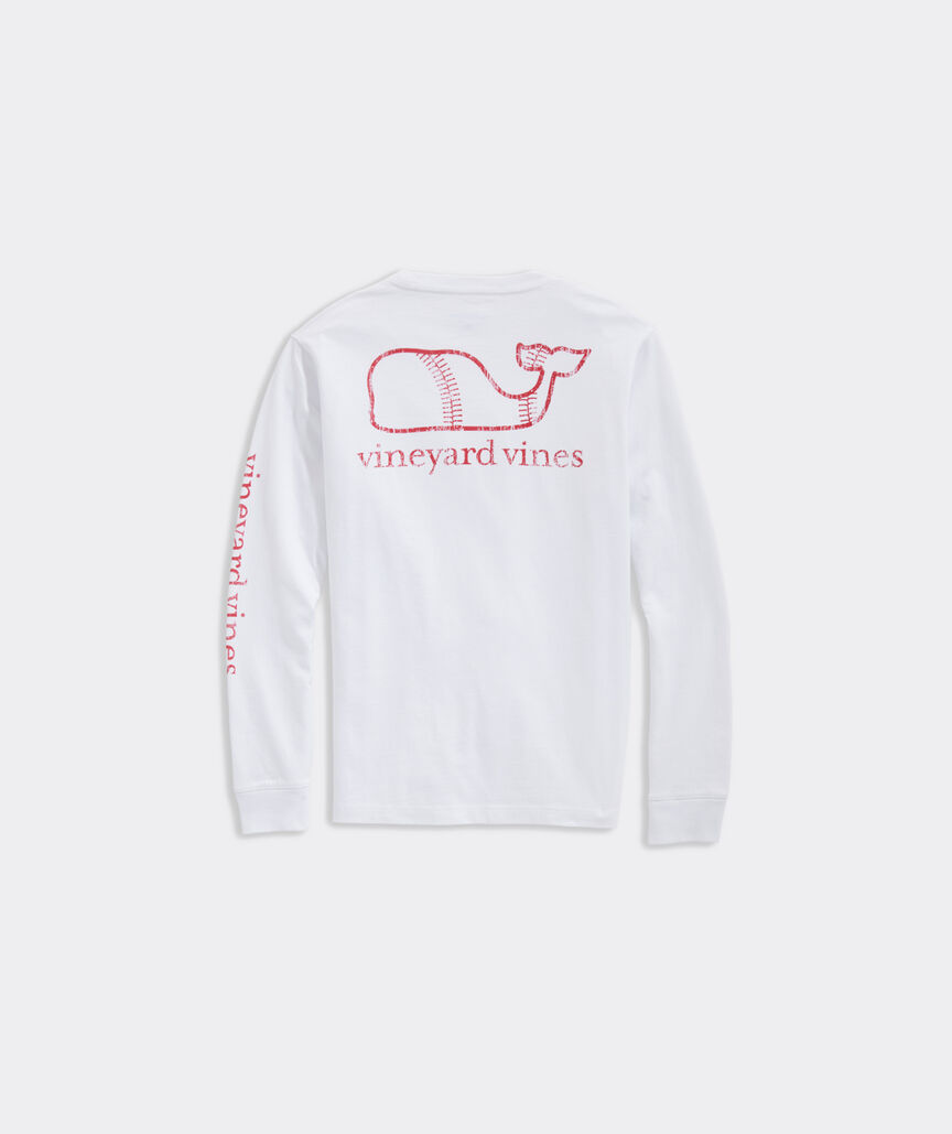 Boys' Long-Sleeve Vintage Baseball Whale Pocket Tee