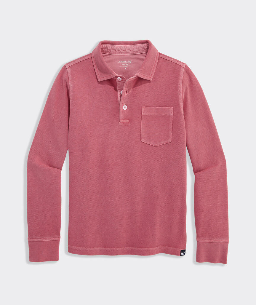 Boys' Lived-In Long-Sleeve Pique Polo