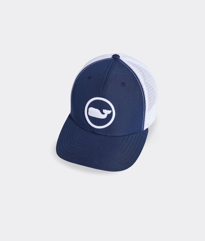 Vineyard Vines Whale Dot Performance Trucker Hat (Blue)
