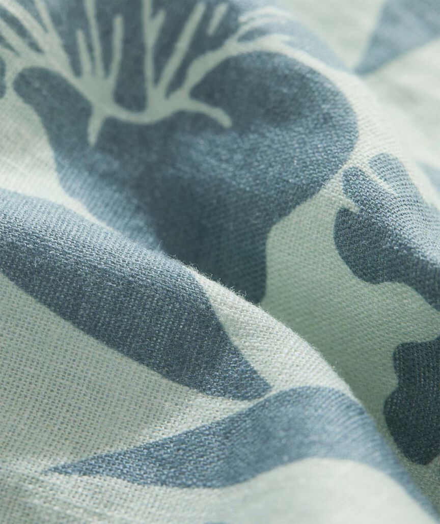 Hibiscus Floral Linen Blend Short-Sleeve Cabana Shirt