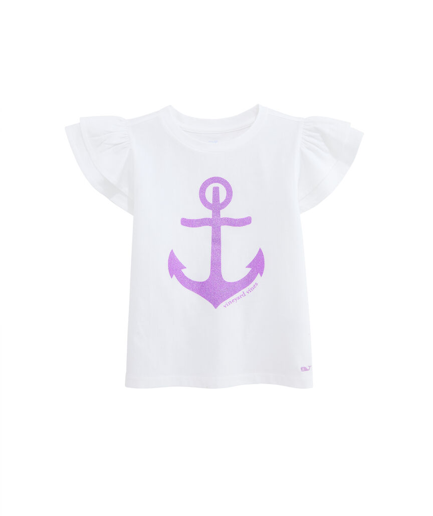 OUTLET Girls' Flutter Sleeve Glitter Tee