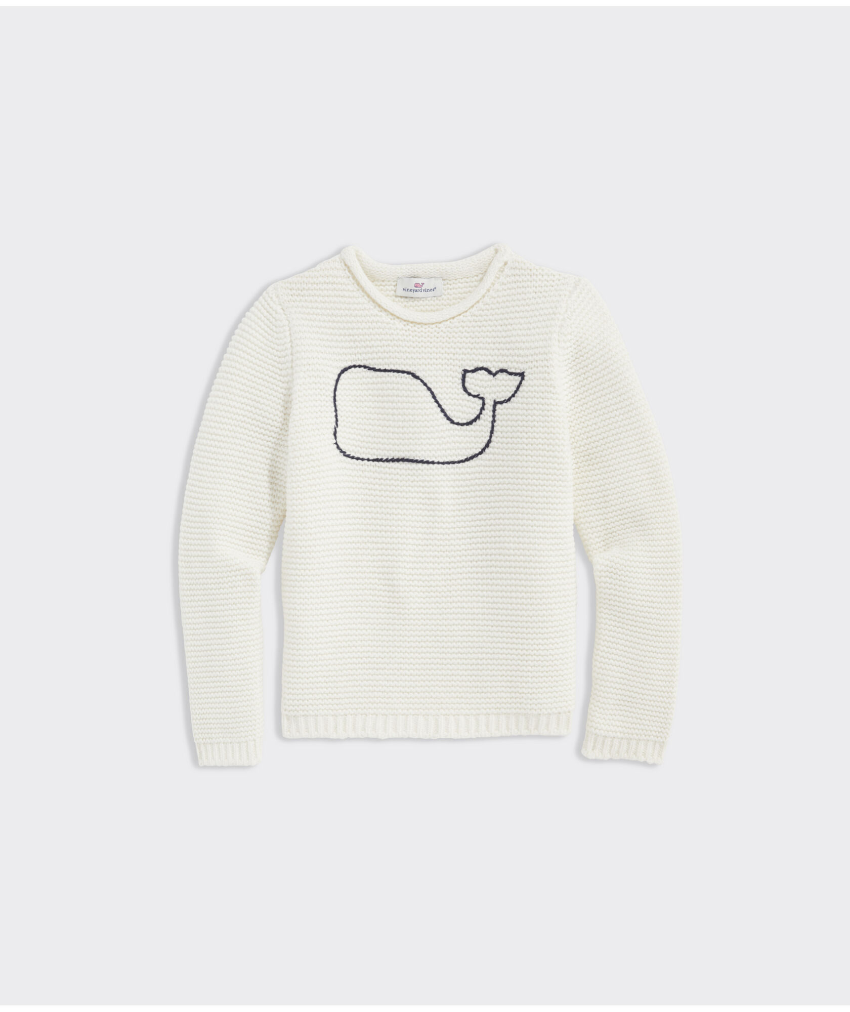 Girls' Embroidered Whale Rollneck Sweater