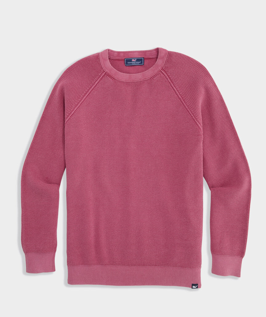 Garment-Dyed Beach Waffle Crewneck