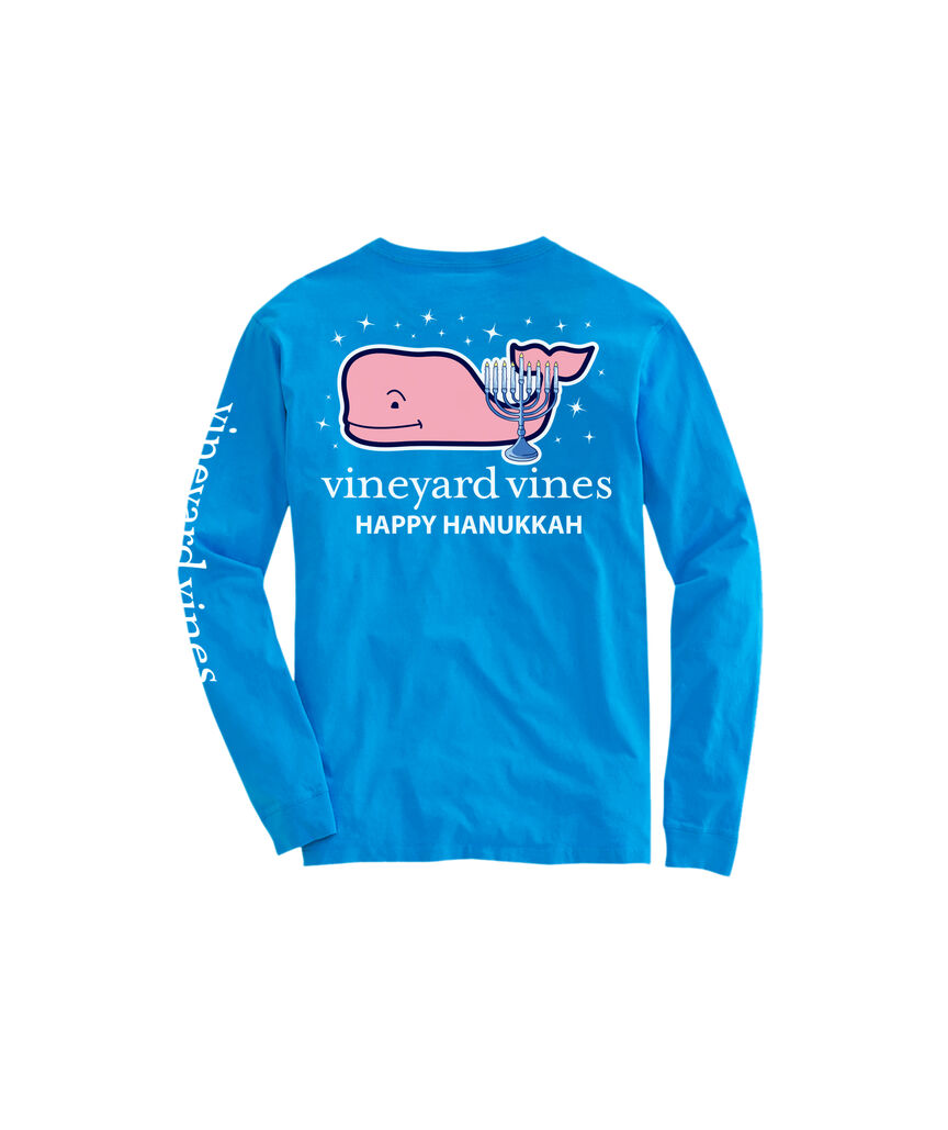 OUTLET Kids' Hanukkah Whale Long-Sleeve Pocket Tee