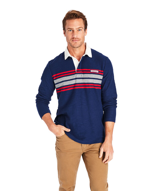 Shop Placed Chest Stripe Rugby Shirt at vineyard vines