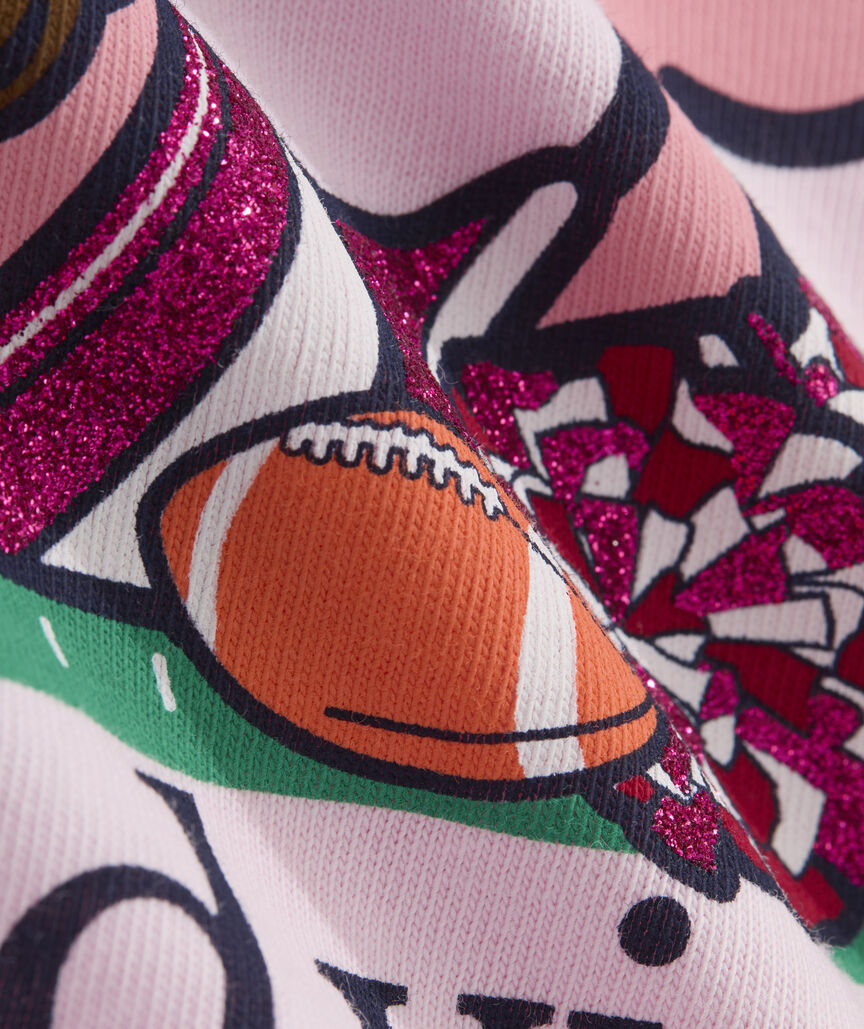 Girls' Cheer Football Field Whale Short-Sleeve Pocket Tee