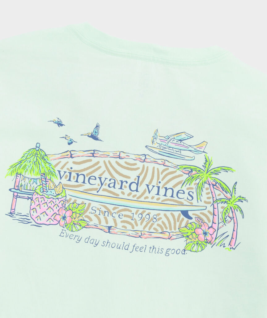 Beach Bar Surfboard Logo Short-Sleeve Pocket Tee