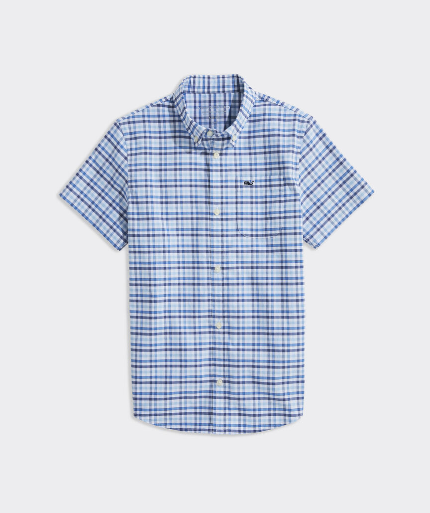 Boys' Road Town Tattersall Performance Cotton Short-Sleeve Shirt