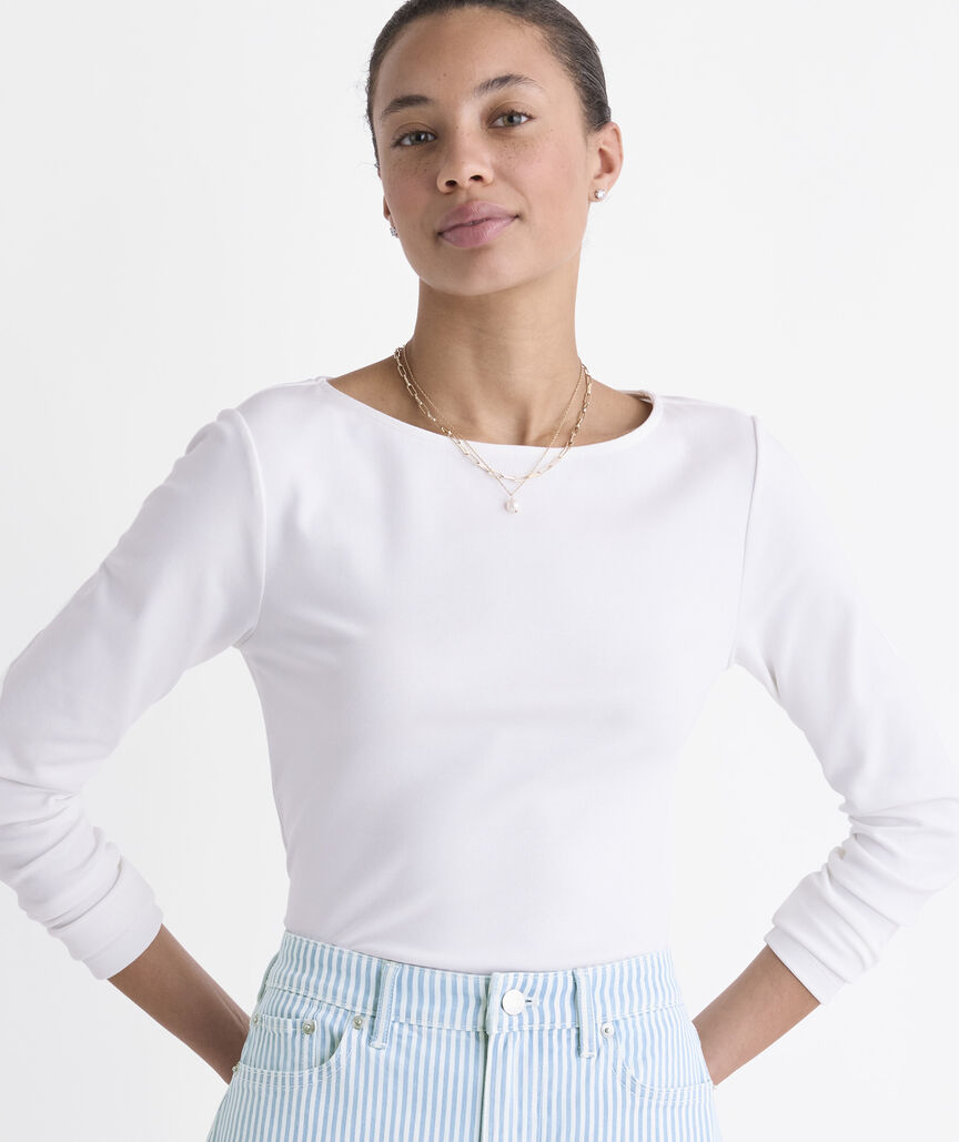 Deluxe Long Sleeve Boatneck Tee