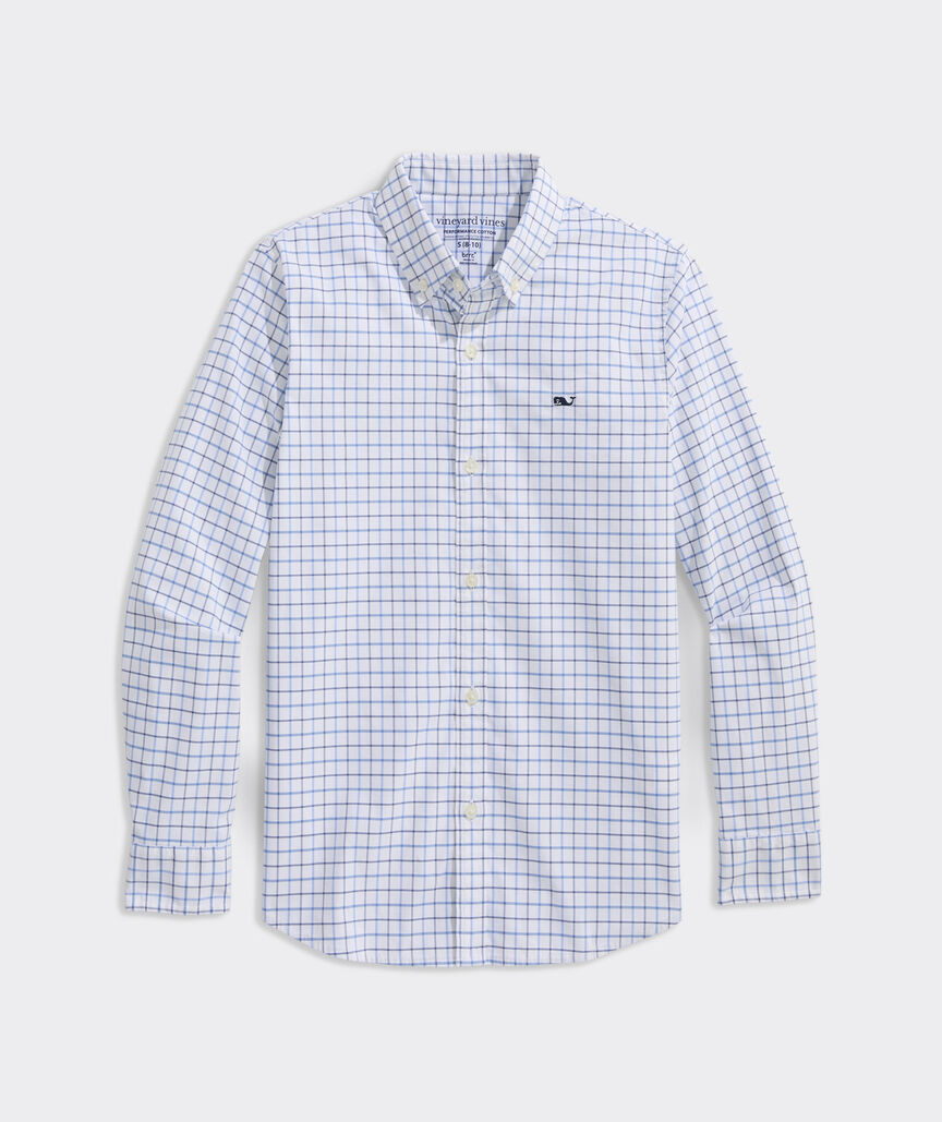 Boys' Moorings Tattersall Performance Cotton Shirt