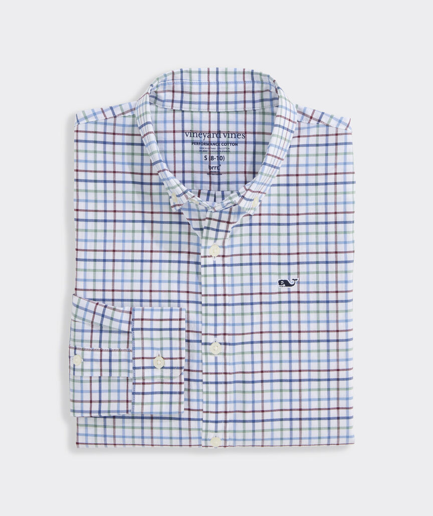 Boys' Performance Cotton Tattersall Shirt