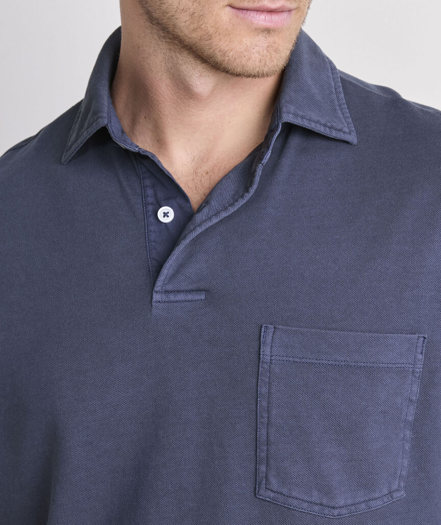 Lived-In Long-Sleeve Pique Polo