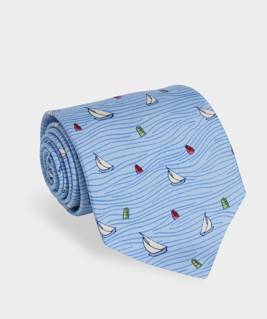 Sailboat Waves Silk Tie