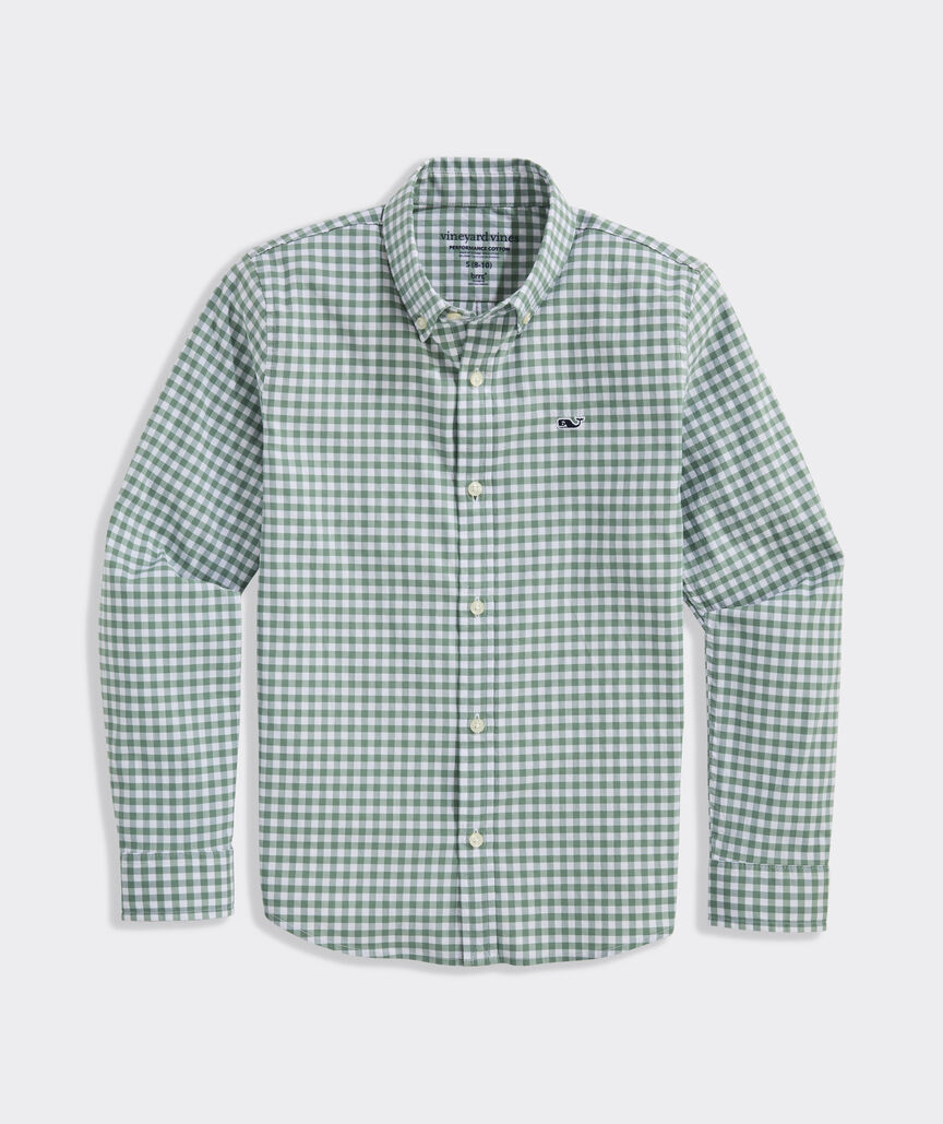 Boys' Performance Cotton Skysail Gingham Shirt